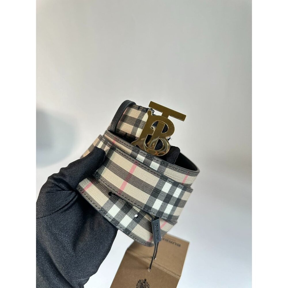 Burberry Unisex TB Check Belt Archive Beige S - Picture 3 of 12